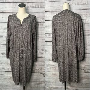 Garnet Hill XL Ines Blouson Knit Dress Long Sleeve Organic Cotton Blend